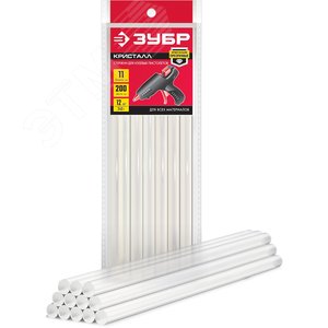 ЗУБР 11 х 200 мм, 12 шт, прозрачные универсальные клеевые стержни (06854-12)