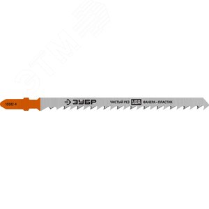 ЗУБР T301CD, T-хвост., У8А сталь, по дереву, шаг зуба 4 мм (6TPI), раб. длина 100 мм, 2 шт, полотна для лобзика, Профессионал (15582-4)
