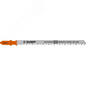 ЗУБР T344D, T-хвост., У8А сталь, по дереву, шаг зуба 4 мм (6TPI), раб. длина 110 мм, 2 шт, полотна для лобзика, Профессионал (155841-4)