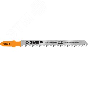 ЗУБР T144DP, T-хвост., У8А сталь, по дереву, шаг зуба 4 мм (6TPI), раб. длина 75 мм, 2 шт, полотна для лобзика, Профессионал (15583-4)