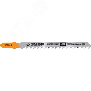 ЗУБР T144D, T-хвост., У8А сталь, по дереву, шаг зуба 4 мм (6TPI), раб. длина 75 мм, 2 шт, полотна для лобзика, Профессионал (15584-4)