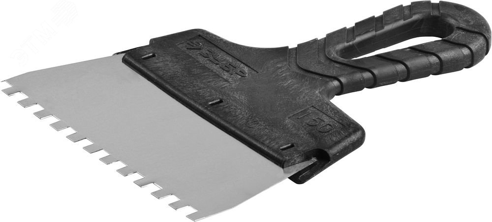 ЗУБР 150 мм, зуб 6 х 6 мм, пластиковая ручка, нержавеющий фасадный шпатель (10078-15-06)