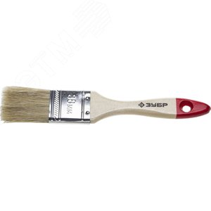 ЗУБР УНИВЕРСАЛ, 38 мм, 1,5″, светлая натуральная щетина, деревянная ручка, все виды ЛКМ, плоская кисть (4-01001-038)