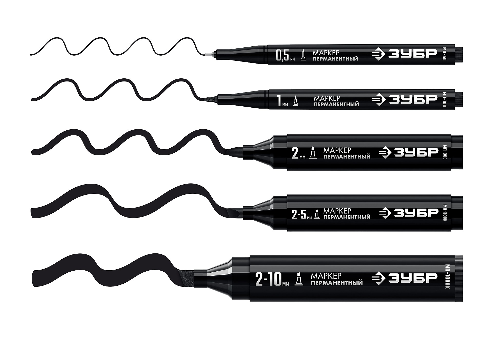 ЗУБР МП-50 черный, 0.5 мм перманентный маркер (06321-2)