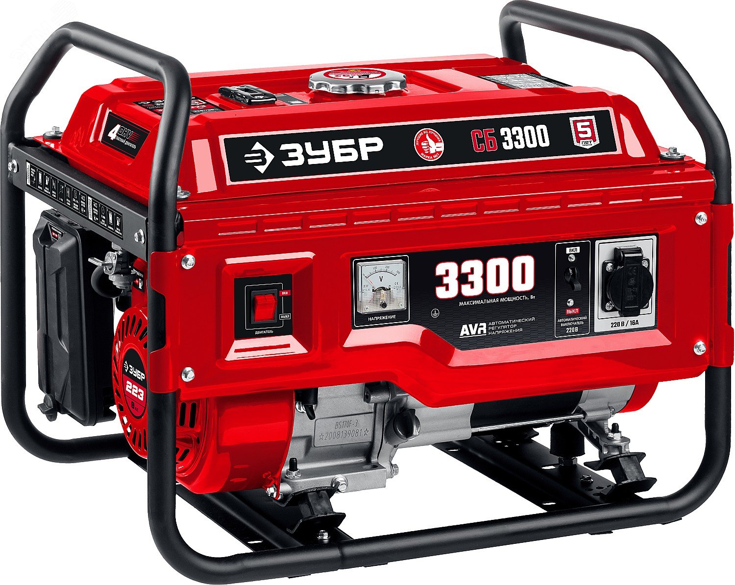 ЗУБР 3300 Вт, газовый генератор (сжиженный газ / природный газ / бензин) (СГ-3300)