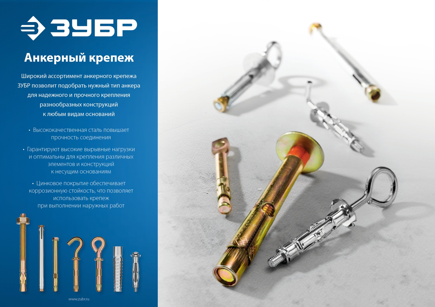ЗУБР 10 х 50 мм, 40 шт, анкерный болт с кольцом, Профессионал (302392-10-050)