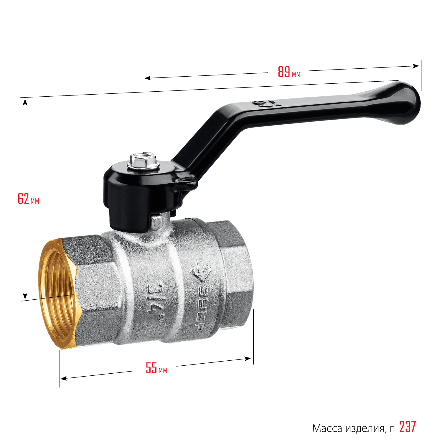 ЗУБР d 3/4″, ручка-рычаг, шаровой кран (51322-3/4)