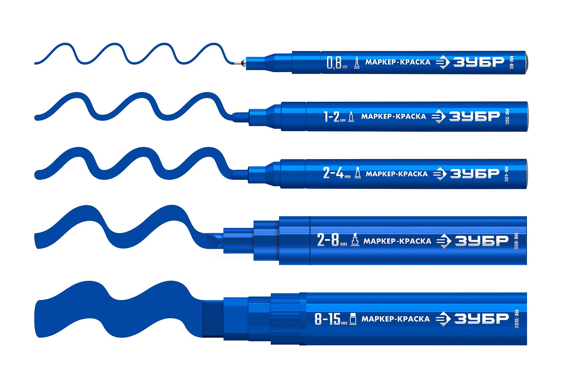 ЗУБР МК-200 синий, 1 мм маркер-краска (06326-7)