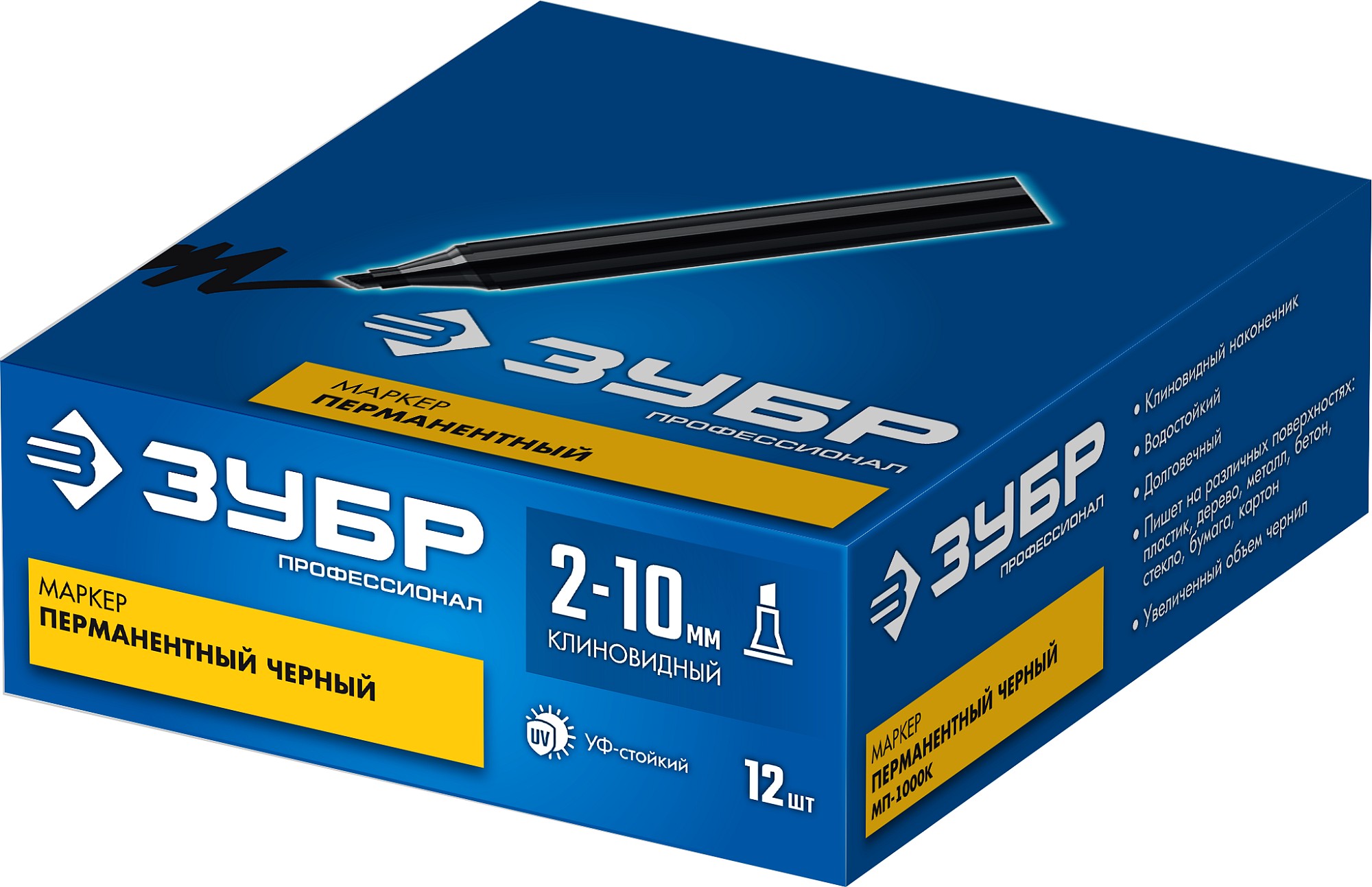 ЗУБР МП-1000К чёрный, 2-10 мм, клиновидный перманентный маркер (06333-2)