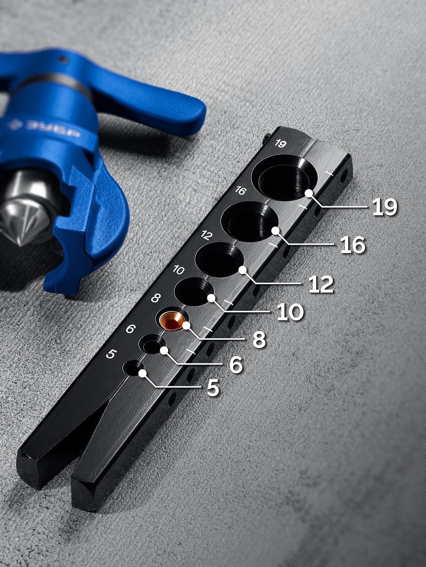 ЗУБР 5 - 19 мм, 3/16″-3/4”, в кейсе, эксцентриковая развальцовка, Профессионал (23610)