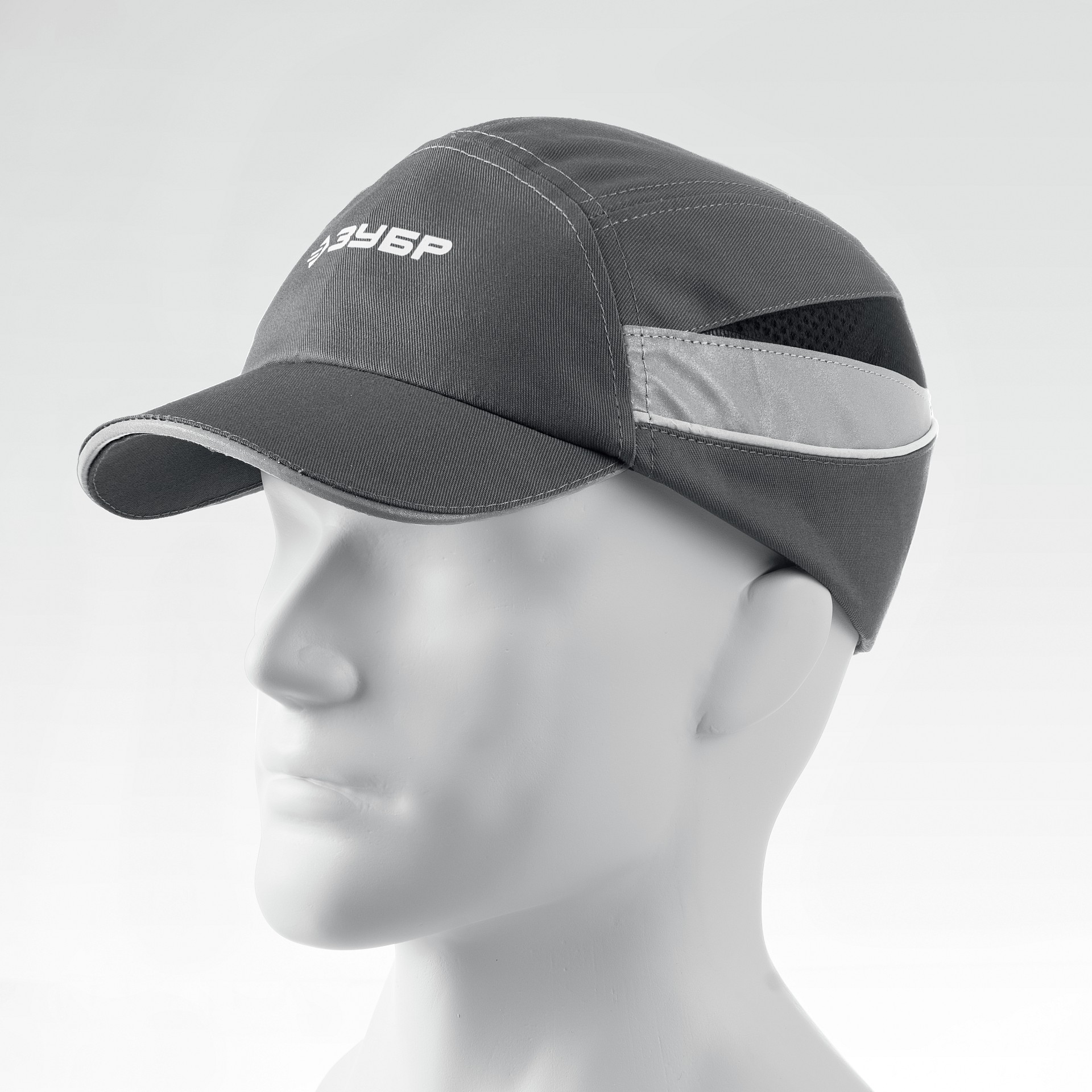 ЗУБР БИНОМ, серая, ударопрочный корпус, укороченный козырёк 55мм, размер от 54 до 59см, защитная каскетка, Профессионал (11097)