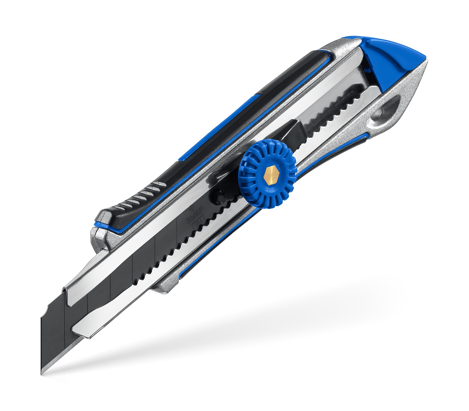 ЗУБР Титан-В, 18 мм, металлический обрезиненный нож с винтовым фиксатором, Профессионал (09174)