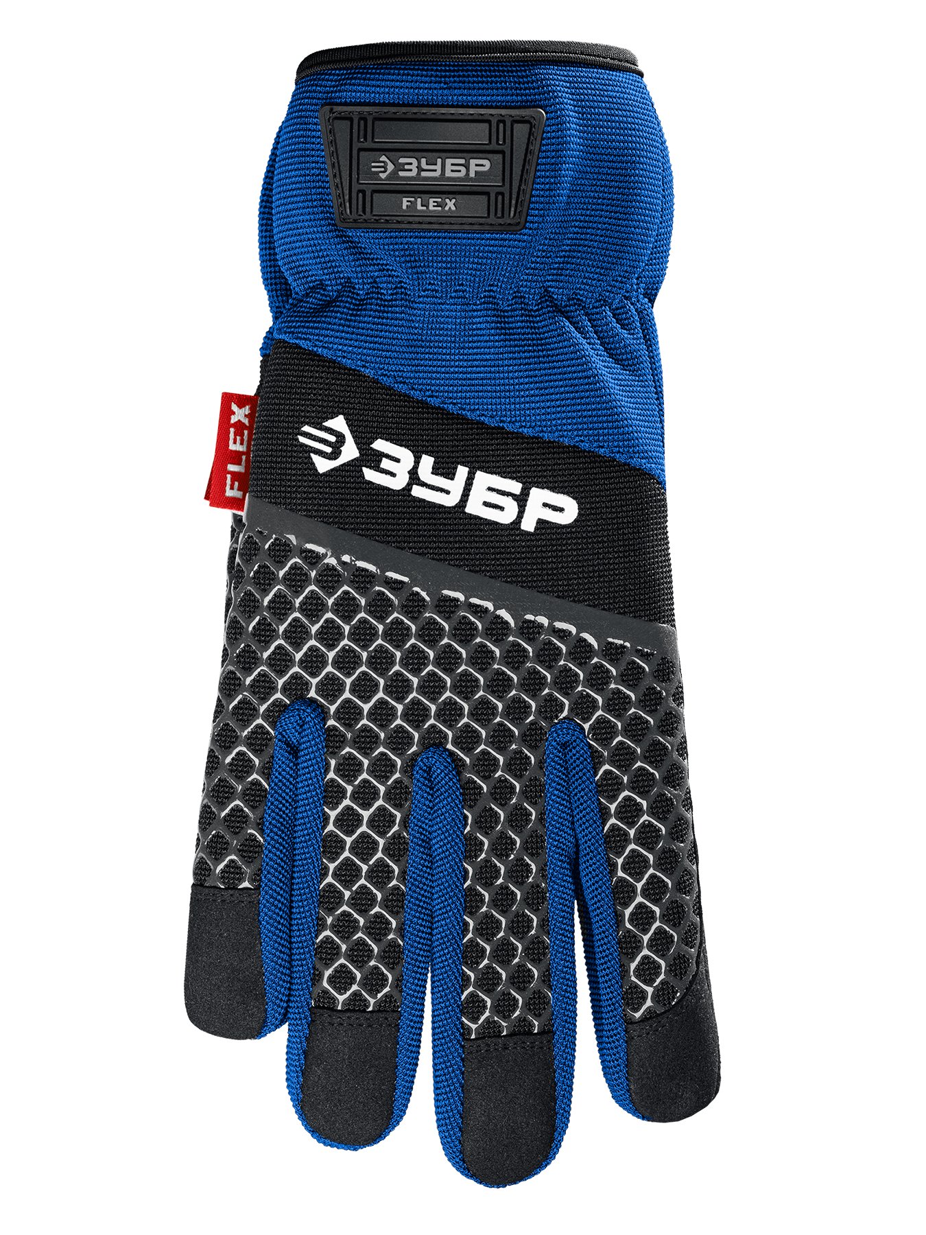 ЗУБР FLEX р.XL (10), синие, профессиональные комбинированные перчатки, работа с сенсорными экранами, Профессионал (11477-XL)