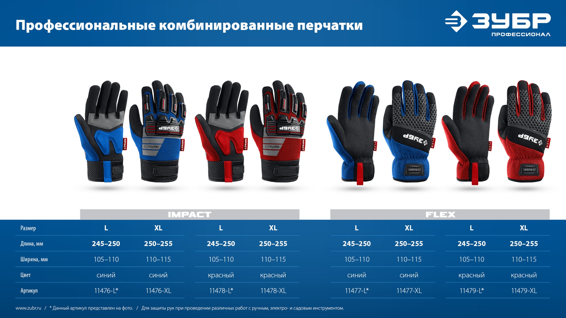 ЗУБР IMPACT р.L (9), красные, профессиональные комбинированные перчатки, антивибрационные, противоударные, Профессионал (11478-L)