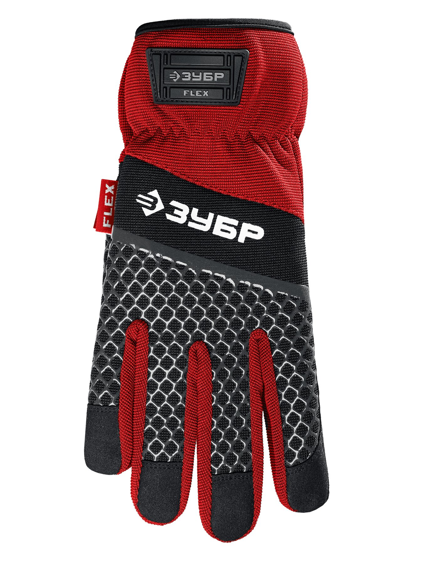 ЗУБР FLEX р.XL (10), красные, профессиональные комбинированные перчатки, работа с сенсорными экранами, Профессионал (11479-XL)