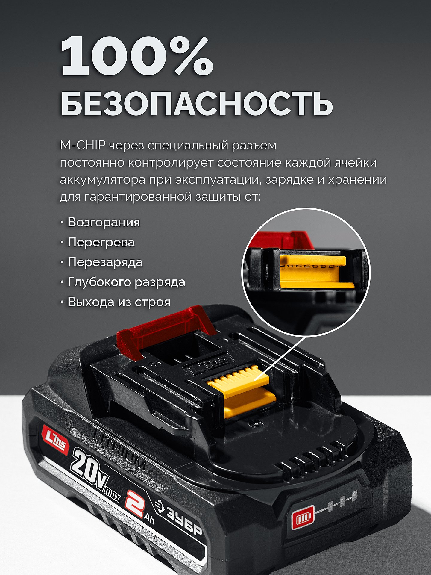 ЗУБР 20 В, 40 Н·м, 1 АКБ LMS (2 А·ч), ударная дрель-шуруповерт (ДШУ-40-21)