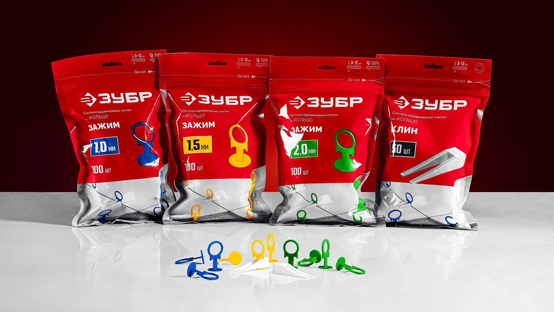 ЗУБР КОЛЬЦО, 1,5 мм, зажим, 500 шт, система выравнивания плитки (33860-500)