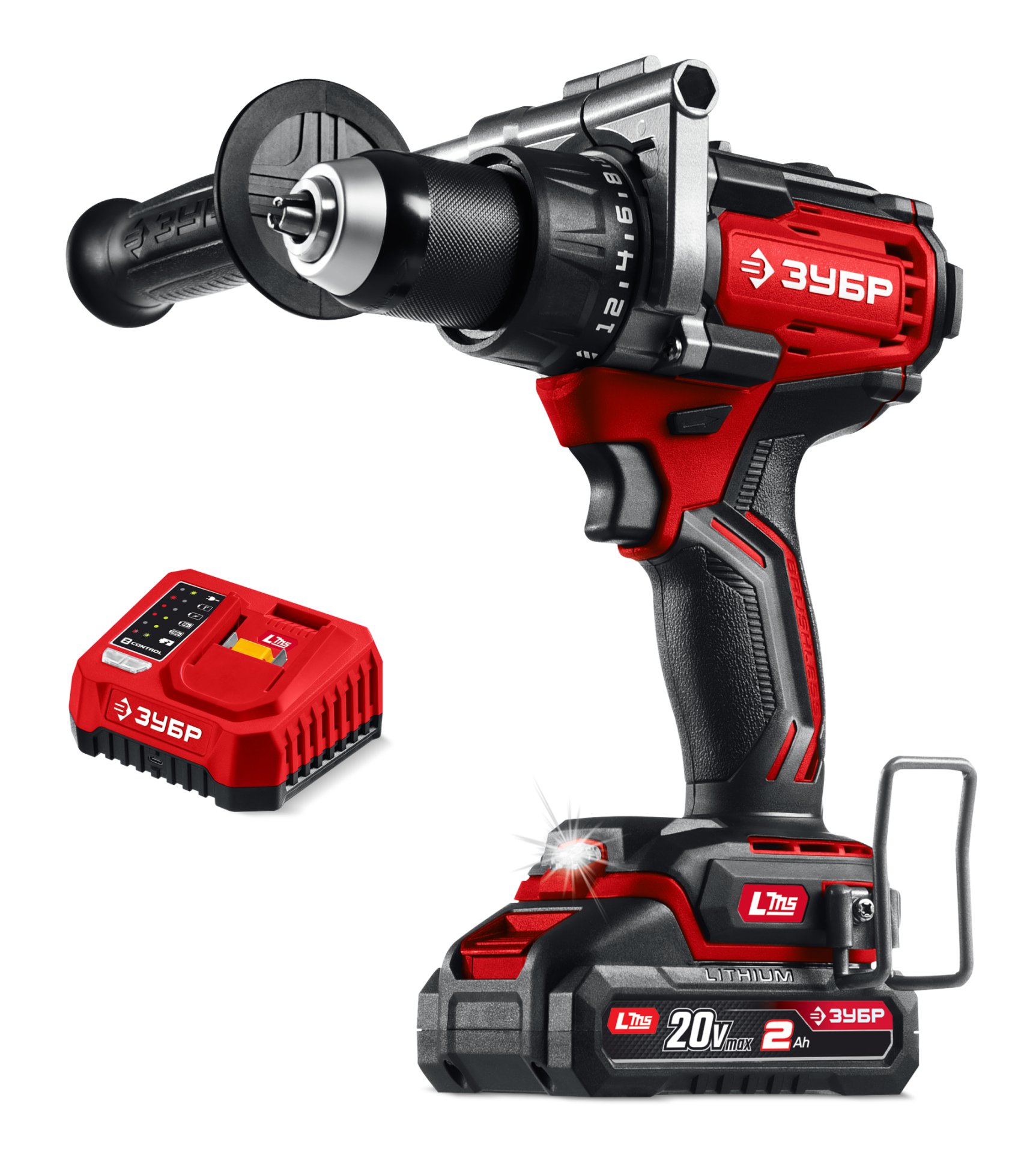 ЗУБР 20 В, 165 Н·м, 1 АКБ LMS (2 А·ч), бесщеточная дрель-шуруповерт (ДБ-165-21)