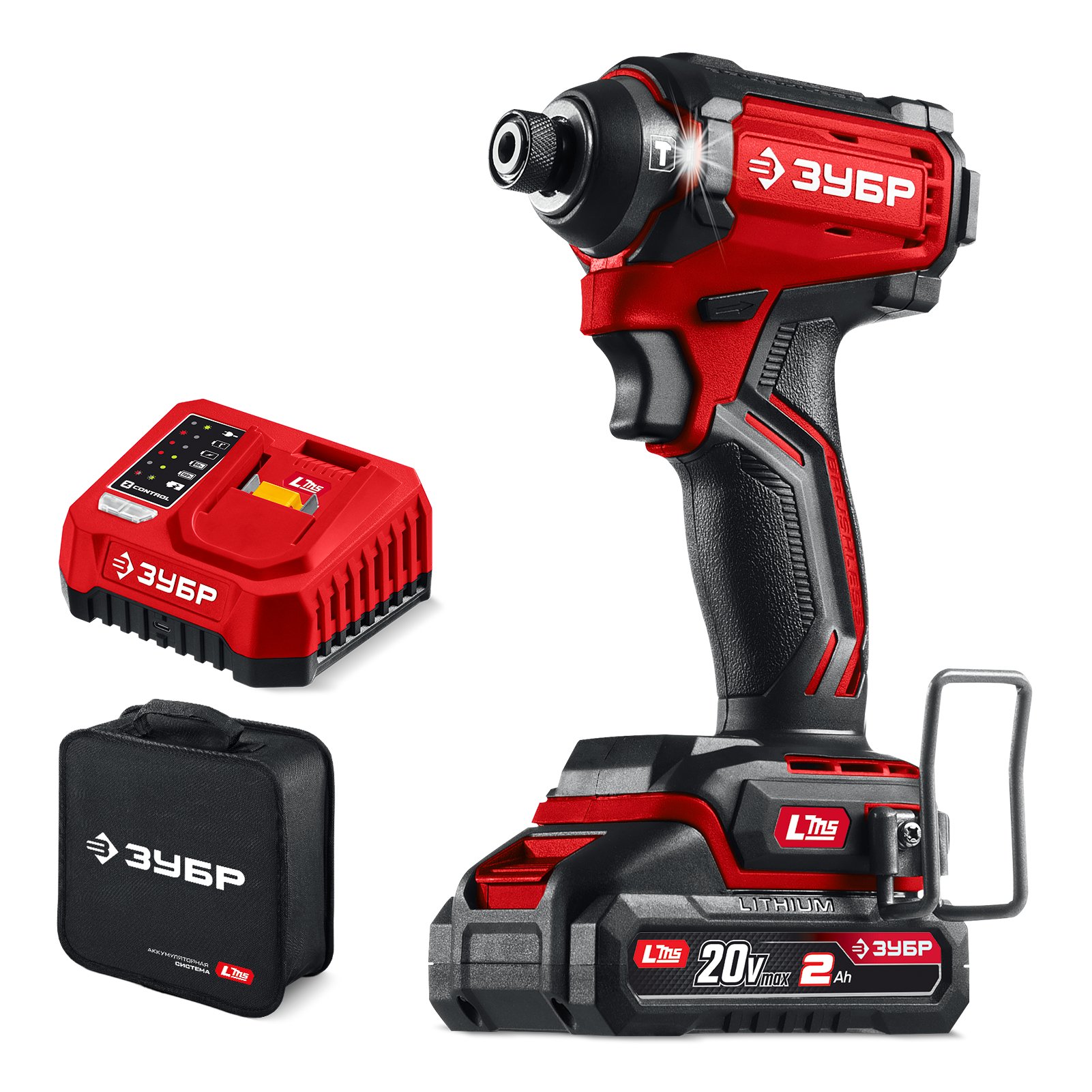 ЗУБР 20 В, 180 Н·м, 1 АКБ LMS (2 А·ч), бесщеточный ударный винтоверт, сумка (ВБУ-180-21)