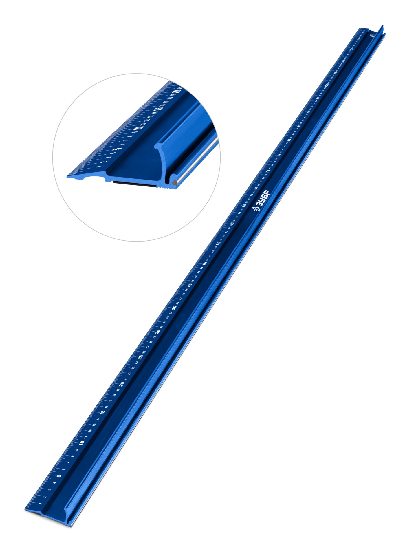 ЗУБР 1,25 м, Усиленная алюминиевая линейка со стальной направляющей, Профессионал (34382-125)