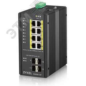 Коммутатор управляемый промышленный L2 8 портов PoE+ 10/100/1000 Мб/с 4xSFP IP30