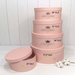 Коробка 28*11,5 см "THE SECRET GARDEN" круглая персиковая