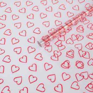 Пленка "Сердечки контурные" красные 70 см*7,6 м. / тв991356