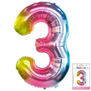 Цифра "3" Радуга нежный градиент 40"/ Китай 190019-3