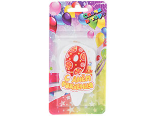 Свеча-цифра "0" С ДР Мишка 8 см