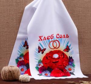 Рушник Хлеб с Розами габардин / 4685117