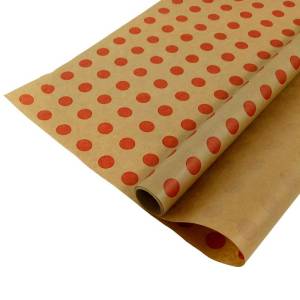 Крафт-бумага Красный горох (красный на коричневом) 72 см*10 м. / 22787