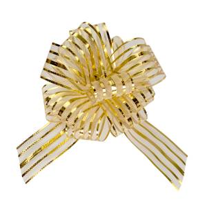 Текстильный бант-шар Тонкие полосы, Золото 15 см./6231129