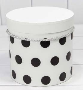 Коробка цилиндр 13,5*13,5 см "Горох" белый