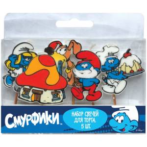 Набор свечей д/торта "Смурфики", 5 шт.