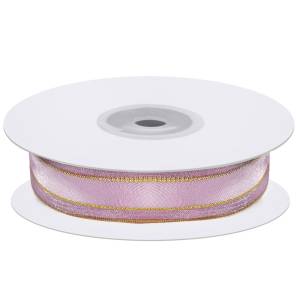 Лента Органза 4 полосы 2 см.*22.85 м Сиреневый/Золото / LD207
