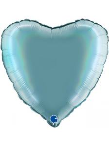 18" Сердце Лазурно-Голубой голография (Grabo)/180Р02RHTS