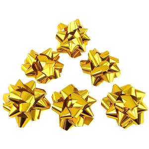 Бант-звезда Металл 76 мм "Классика" Золото/ 1 шт