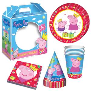 Подарочный набор посуды "Пеппа-принцесса", 24 предмета