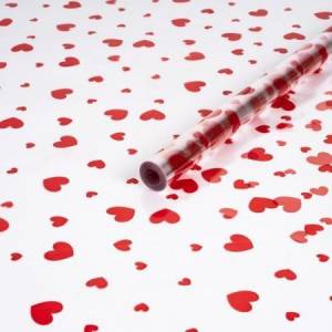 Пленка прозрачная "Сердечки разные" красный 70 см., 200 гр./ 88032288