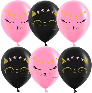 12" Волшебный котенок, черный/розовый пастель (Китай)/ 25 шт 612975