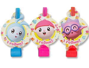 Язычок-гудок с карточкой "Малышарики 1 годик", 6 шт.