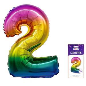 Цифра "2" Радуга 16"/ Китай