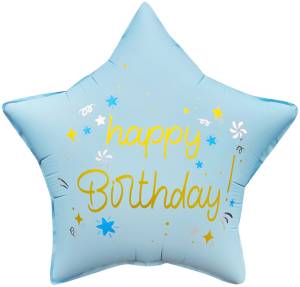 18" Звезда, С Днем Рождения (звездочки) голубой сатин / Китай 26930