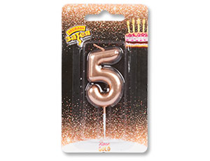 Свеча -цифра "5" Розовое золото 4,5 см/1502-3005