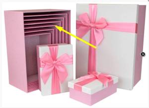 Коробка 22.5*15.8*9,5 Атласный бант, Рогожка /SY604-6710