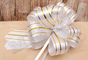 Бант шар БЛ-8004 / 3 см. Белый Золотые Линии