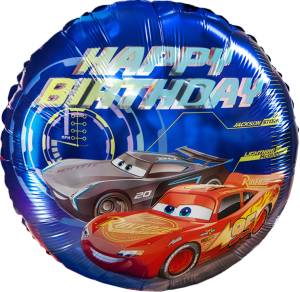 18" Круг, Гоночные машинки, Happy Birthday / Китай 26700