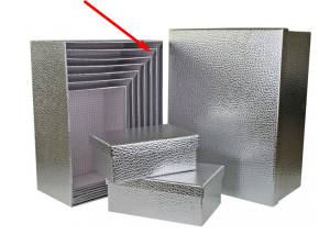 Коробка Текстура кожи серебро 33*25.5*14.5