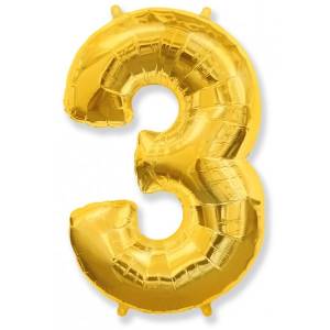 Цифра "3" - золото/ Flexmetal