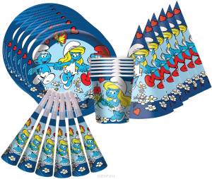 Набор "Смурфики"(сервировка),24 предмета, 6 персон